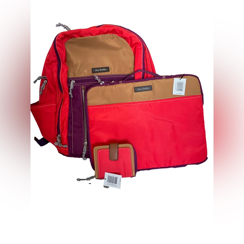 Vera Bradley Vibrant Red Wallet, Computer Bag, and Backpack